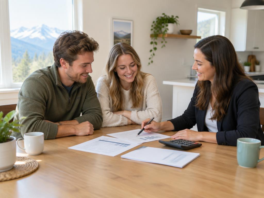Colorado home buyers reviewing a mortgage budget with their advisor